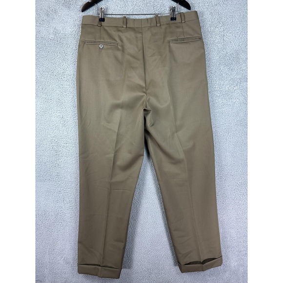 JB Britches Dress Pants Mens 38x31 Brown Wool Pleated Cuffed Trousers Made USA - Picture 5 of 8